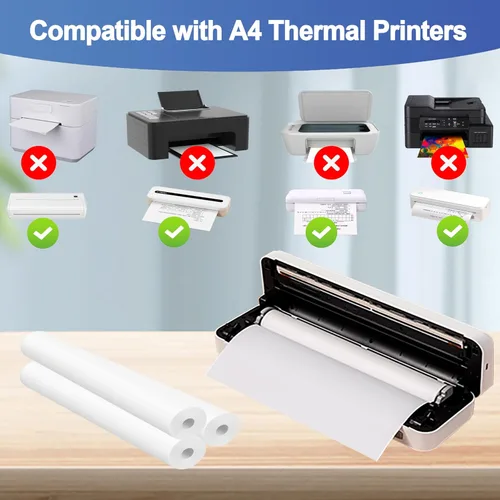 Miniatura 4 de Papel para impresora térmica Potanro Papel de impresión de secado rápido A4 Papel de impresión de secado rápido 8.3''x11'' Multipropósito