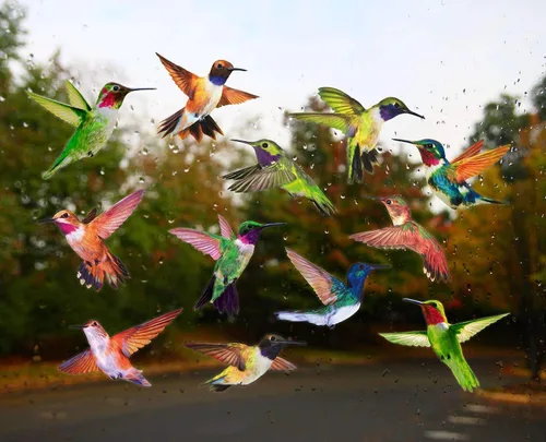 Miniatura 3 de Calcomanías anticolisión para ventana de alerta de pájaros, para evitar golpes de pájaros en el cristal de la ventana, juego de 12 colibríes