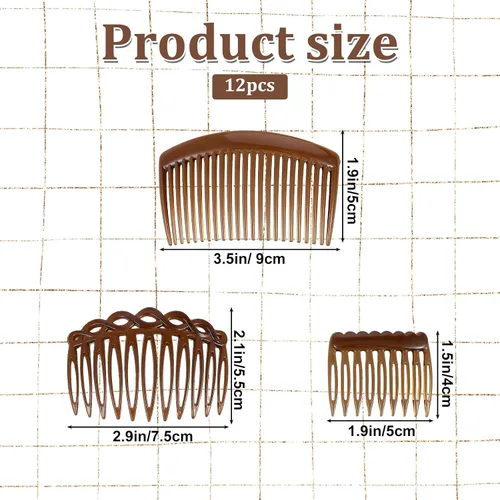 Miniatura 2 de Peines de pelo francés para mujer, 12 piezas de peines versátiles, peine de peluquero profesional para peinar y aseo para flequillo, extensiones
