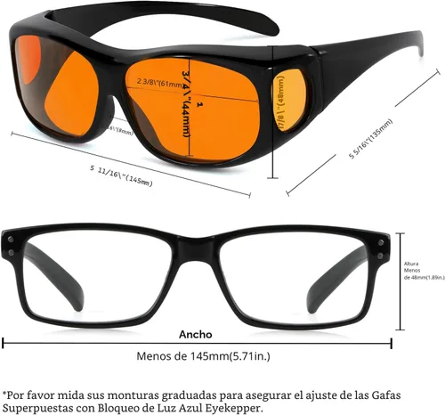 Miniatura 3 de Eyekepper 100% reducción de luz azul, enormes lentes de computadora con bloqueo azul y lentes ámbar adicionales, color negro 1806-negro-100% bloqueo