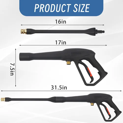 Miniatura 2 de Pistola rociadora de hidrolavadora con kit de varilla de extensión, para manguera M22-14MM y M22-0.591 in, compatible con Ryobi, Green Works