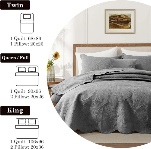 Miniatura 183 de MOONLIGHT20015 Edredón tamaño King (106 x 96 pulgadas) con 2 fundas de almohada (20 x 36 + 2 pulgadas) para todas las estaciones, juego de cama Azul