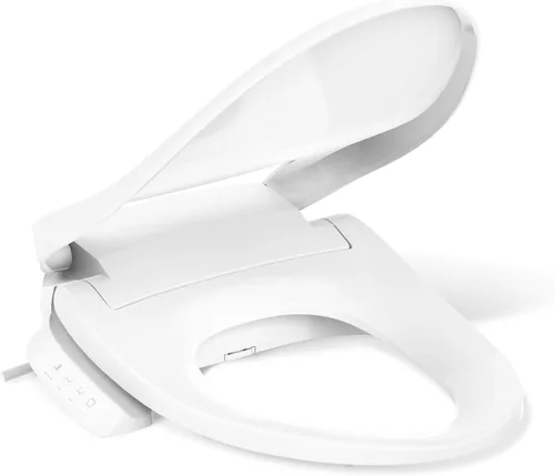 Kohler PureWash E525 - Asiento de inodoro con bidé alargado, blanco, agua caliente, tapa de cierre silencioso, varita autolimpiante, presión de agua