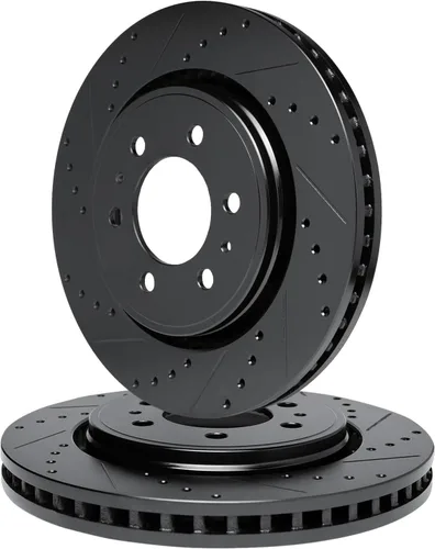 R1 Concepts Kit de rotor de freno delantero | Rotores de freno, disco de freno | perforado y ranurado|compatible con Nissan Frontier 1998-2015, NP300