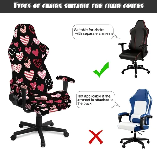 Miniatura 7 de Heart Gaming Chair Cover for Desk Chair Stretchy Armrest Covers Washable Ergonomic Office Seat Cover Dustproof Gaming Chairs Easy to Fit Home Office