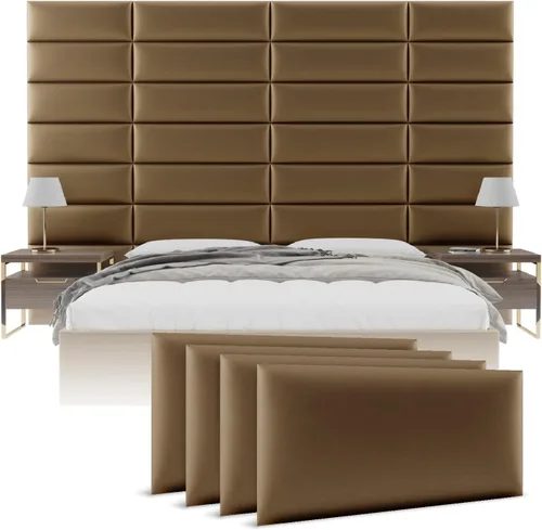 Miniatura 23 de Cabeceras tapizadas Vänt - Paneles de pared para montar en la pared tamaño Queen/Full - Champán neutro metálico - Juego de 4 paneles