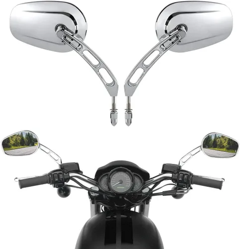 TCMT Espejos retrovisores para motocicleta Harley Sportster XL1200 883 Softail Deluxe VRSCAW V-ROD Fat Bob Street Bob Dyna Touring Road King Road