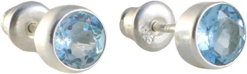 Miniatura 16 de Aretes de plata de ley 925 maciza hechos a mano con piedras preciosas redondas para mujeres y hombres, disponibles en piedras azules, negras