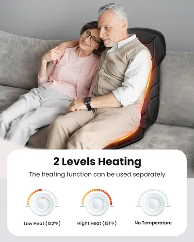 Miniatura 3 de COMFIER Masajeador de espalda con calor, cojín de asiento de masaje por vibración con 8 nodos de masaje y 5 modos, almohadilla de masaje ajustable