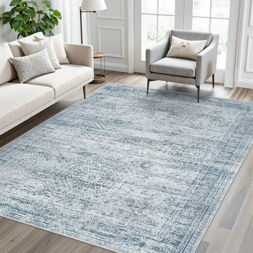 Miniatura 267 de Alfombra de pasillo Soalmost 2'6" x 10' lavable, alfombra antideslizante para cocina, baño, lavandería, alfombras vintage ultra delgadas para Beige