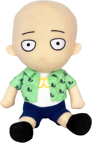 Great Eastern Entertainment One-Punch Man: Saitama (Camisa Verde) Pose Sentado Felpa 7" H