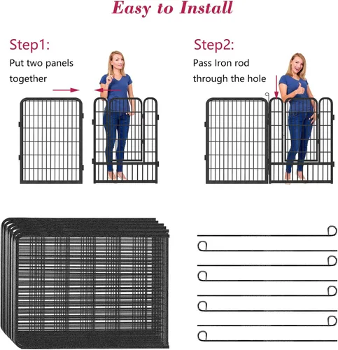 Miniatura 7 de Corralito para perros, 40 pulgadas de altura, 14 paneles de valla resistente para perros con puerta, corral de ejercicio antioxidante para perros