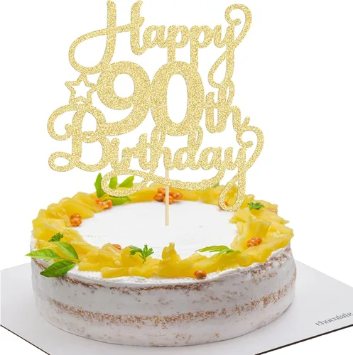Miniatura 53 de 1 paquete de decoración de pastel de feliz 15 cumpleaños, topper de pastel dorado con purpurina Mis Quince 15, saludos a 15 años, adorno de pastel