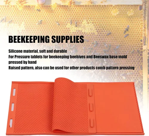 Miniatura 7 de Fdit 2 hojas de cera de abeja de silicona para fabricación de velas de panal y hojas de colmena (naranja)