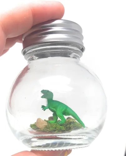 Miniatura 5 de Mini escritorio de dinosaurio de 1 pulgada T-Rex verde para mascotas con certificado de adopción