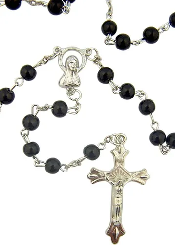 Miniatura 2 de Perlas de vidrio Negro Rosario, 6 mm abalorio, gran para hombres o niños