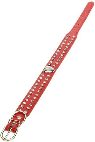 Miniatura 7 de Lindo collar de perro de 2 filas de diamantes de imitación con forma de corazón tachonado para perro pequeño o mediano, rojo, XXS