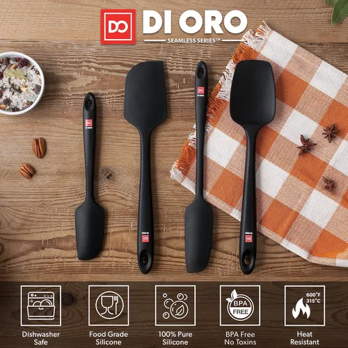 Miniatura 3 de DI ORO Juego de espátulas de silicona – Espátulas de cocina de goma para hornear, cocinar y mezclar – Resistente al calor a 600 °F y libre de BPA