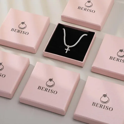 Miniatura 7 de BERISO Gargantilla satélite chapada en oro de 14 quilates, cadena de 3 cuentas azules, collar de cadena brillante con corazones abiertos, cadena