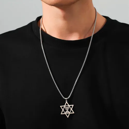 Miniatura 33 de EUEAVAN Collar con dije de estrella de David contra el mal de ojo de seis puntas con dije de estrella de David, hexagrama demoníaco religioso