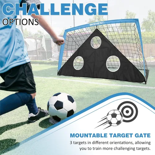 Miniatura 4 de BOHEN 6x4 FT Kids Soccer Goals with Carry Bag, Portable Folding Soccer Net for Backyard Training, Indoor/Outdoor Use for Youth and Adult Azul