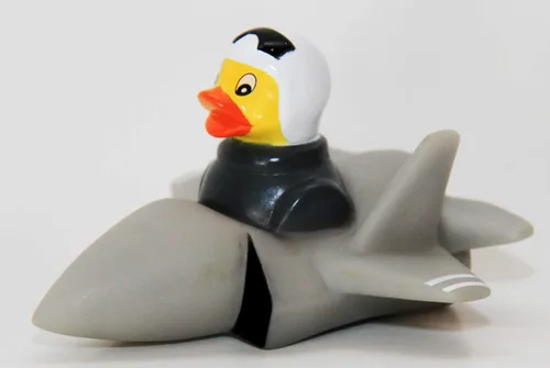 Miniatura 3 de Pato de goma de la Fuerza Aérea, marca, mostrando poderoso pato de goma especial F35 moderno de la Fuerza Aérea de EE. UU., fiesta de cumpleaños