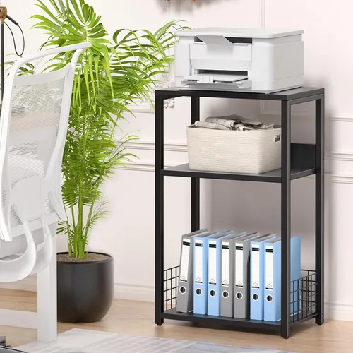 Miniatura 5 de LELELINKY - Soporte grande para tocadiscos negro de 18" de ancho, mesa auxiliar de 3 niveles con almacenamiento para vinilos hasta 130 álbumes