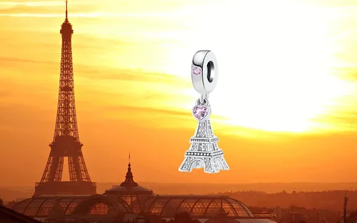 Miniatura 8 de NanMuc Abalorios para pasaporte de la Torre Eiffel para vacaciones, con diseño de globo de avión, taza de café, maleta, compatible con pulsera