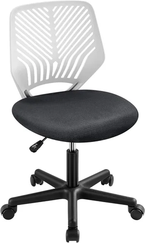 Topeakmart Silla de escritorio sin brazos, soporte lumbar de malla, ergonómica, giratoria para espacios pequeños, gris oscuro