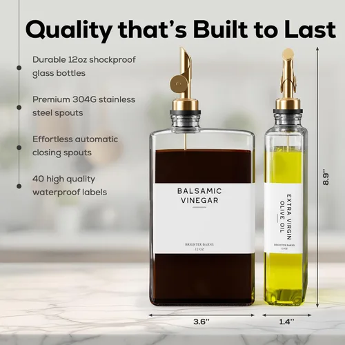 Miniatura 3 de Botella dispensadora de aceite de oliva de vidrio para cocina de Brighter Barns - Dispensador de jarabe de café, botella de aceite y vinagre