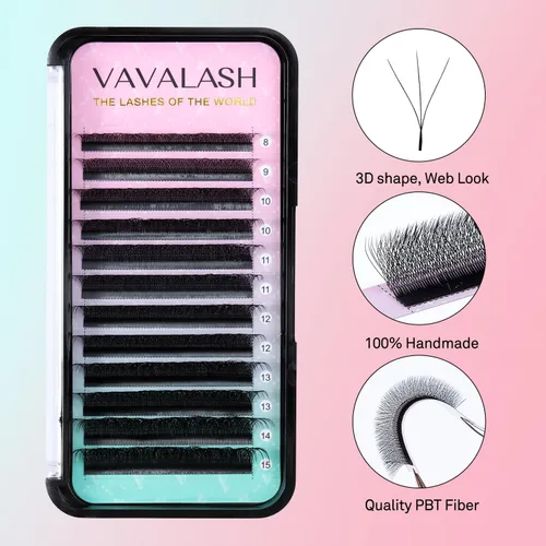 Miniatura 2 de VAVALASH Extensiones de pestañas en forma de W, con abanico prefabricado 3D, rizado D, extensiones de pestañas de volumen fáciles de abanico