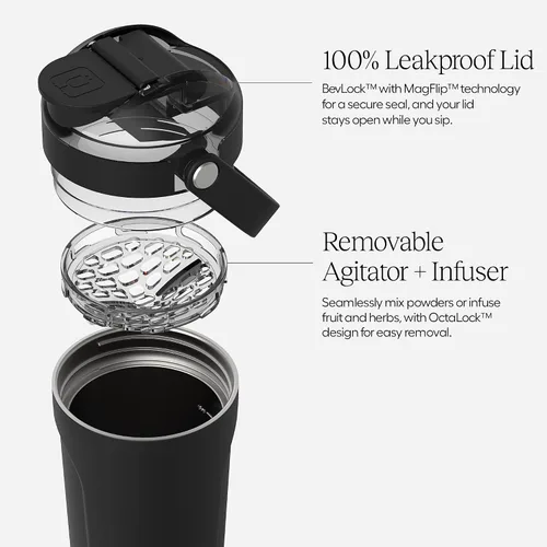 Miniatura 2 de BrüMate MultiShaker Botella Mezcladora Agitadora 100% A Prueba de Fugas Aislada de Acero Inoxidable Botella Agitadora de Proteínas y Pre Azul