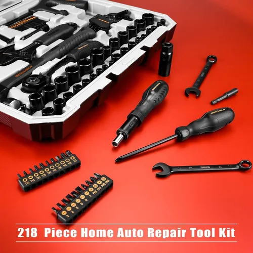 Miniatura 7 de DEKOPRO Kit de herramientas manuales para el hogar general de 218 piezas, juego de herramientas profesionales de reparación de automóviles