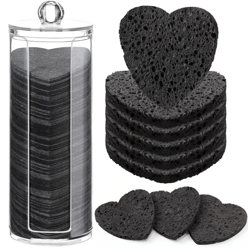 Sieral 120 piezas de esponjas faciales comprimidas con contenedor, almohadillas desechables para la limpieza del rostro, exfoliación, uso estético y