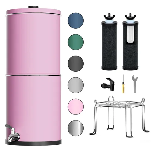 Miniatura 10 de Purewell Sistema de filtro de agua alimentado por gravedad de 3 etapas, sistema de encimera de acero inoxidable de 2.25 galones con 2 filtros