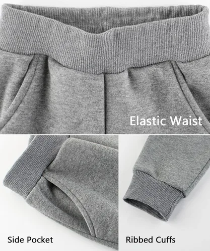 Miniatura 5 de GFQLONG Paquete de 3 pantalones deportivos de algodón para niños pequeños, pantalones deportivos de dibujos animados para niños, pantalones casuales