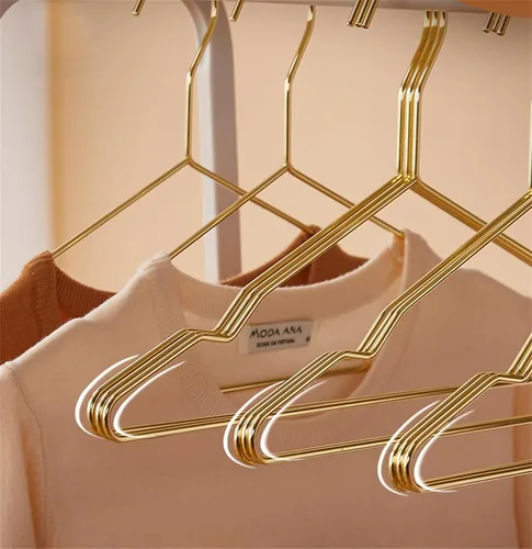 Miniatura 9 de Percha de metal de 17 pulgadas, paquete de 20 perchas resistentes de 0.15 pulgadas para abrigos, trajes, boutique de novia, ahorro de espacio, Dorado