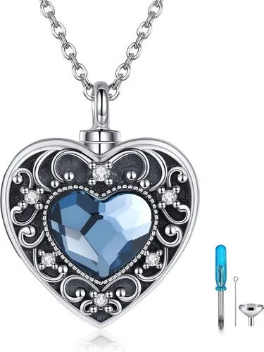 Miniatura 20 de YFN Collares de urna para cenizas, de plata de ley, alas de ángel de la guarda, collares de urna para cenizas, cremación de mascotas, joyería
