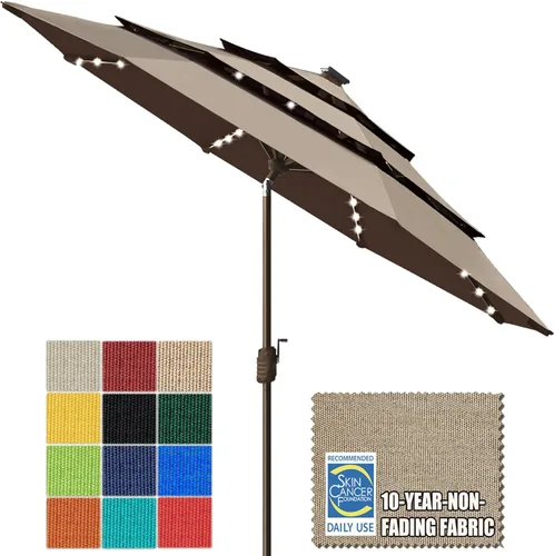 Miniatura 22 de EliteShade - Sombrilla solar de 9 pies / 2.74 metros, con 80 luces LED para patio, mesa al aire libre, con ventilación y cubierta que no se decolora