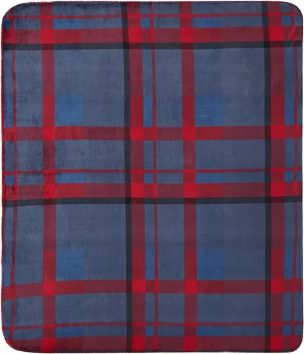 Miniatura 6 de Serafina Home Manta de franela de invierno Sherpa para vacaciones: diseño a cuadros de tartán rojo y azul, forro polar mullido, felpa cálida, acento