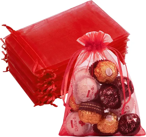 Miniatura 38 de Bolsas de organza de 3x4 pulgadas, 50 paquetes de pequeñas bolsas de regalo de malla con cordón, bolsas de muestra para fiesta, boda, baby shower