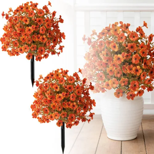 Miniatura 9 de Flores artificiales resistentes a los rayos UV: flores artificiales de 16 pulgadas para exteriores - Estacas de jardín de flores sintéticas