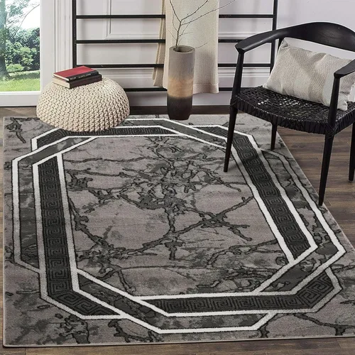 Miniatura 14 de Glory Rugs Alfombra moderna de 2x7, color marrón, beige, negro y crema, con textura de mármol, alfombra suave contemporánea para piso, con textura