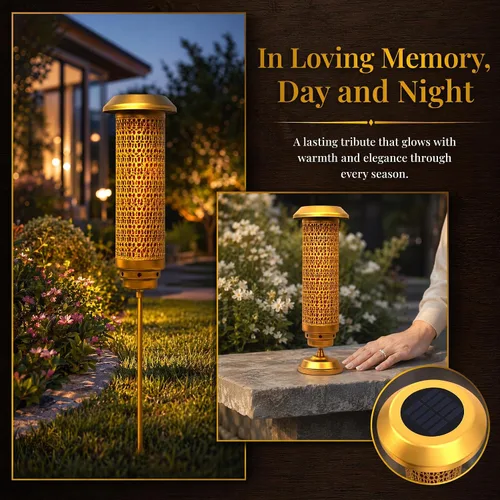 Miniatura 8 de Luces solares para cementerio, malla de filigrana, luces solares conmemorativas para tumba