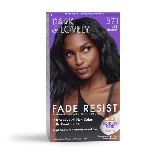 SoftSheen-Carson Dark and Lovely Fade Resist - Tinte acondicionador para el cabello, color rico y permanente, negro intenso 371 Negro azabache 371
