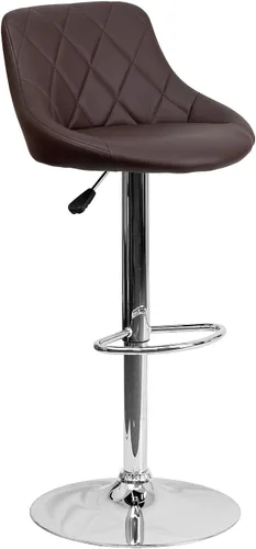 Miniatura 20 de Flash Furniture CH-82028A-BK-GG asiento de vinilo negro de diseño contemporáneo, banqueta alta ajustable con base cromada, Vinilo, Negro