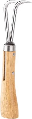 Miniatura 2 de Nisaku NJP956 Nekaki Nihondume - Cultivador manual de doble garra, longitud de dientes de acero inoxidable japonés, 1.5 pulgadas, mango de madera