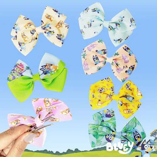 Miniatura 6 de Lazo De Pelo Azul Para Niños - Juego De Accesorios De Pelo - Lazo De Pelo Bluey - Paquete De 7 Lazos De 4 Pulgadas - Lazos De Pelo Para Niñas