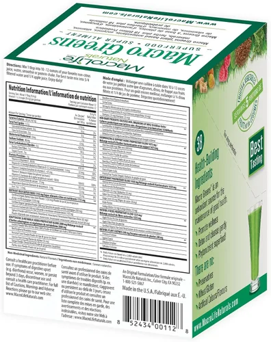 Miniatura 8 de MacroLife Naturals Macro Greens Powder 38 Superfood probiótico, antioxidante, enzima y suplemento herbal, inmunidad natural, energía