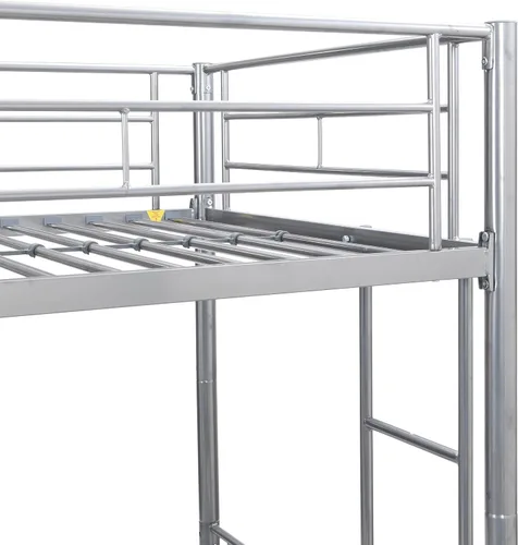 Miniatura 7 de Merax Litera de metal resistente de tamaño individual sobre individual con nido y escalera extraíble, se puede dividir en dos camas, no necesita